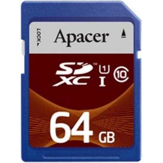 Карта памяти Apacer 64GB SDXC Class 10 UHS-I U1 + adapter (AP64GSDXC10U1-R)
