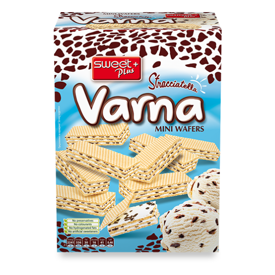 Мини-вафли Sweet Plus VARNA STRACCIATELLA с молочным кремом и крошкой из какао печенья 240 г (1110326)