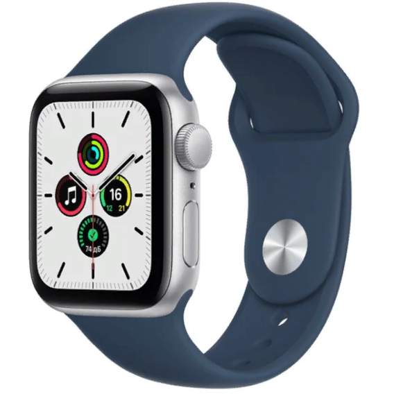 Apple Watch SE 40mm GPS+LTE Silver Aluminum Case with Abyss Blue Sport Band (MKQL3)