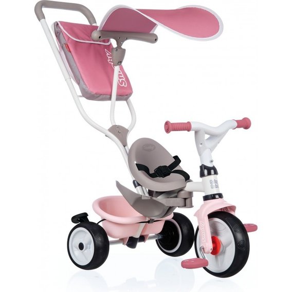 Детский велосипед Smoby трехколесный с козырьком, розово-серый (741401)