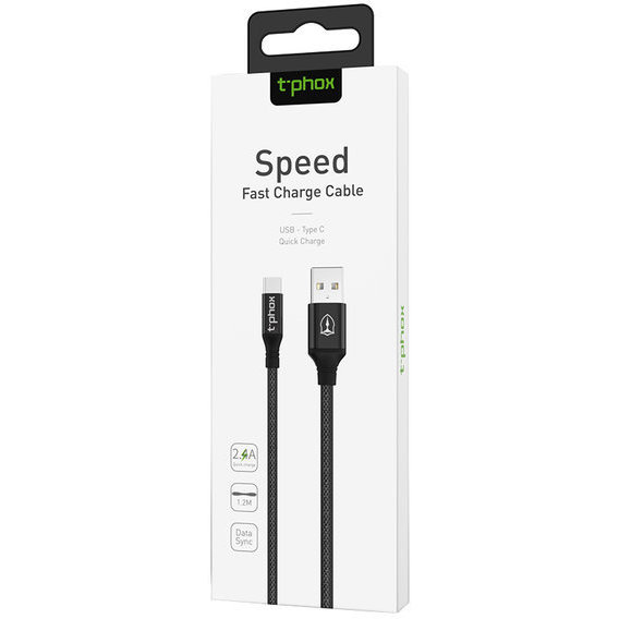 Кабель T-PHOX USB Cable to USB-C Speed 1.2m Black (T-C810 Black)