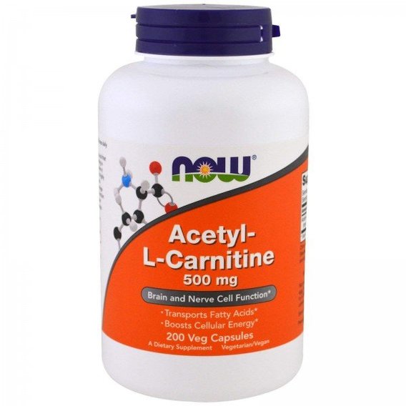 Now Foods Acetyl-L-Carnitine 500 mg Ацетил-Л-карнитин 200 веганских капсул