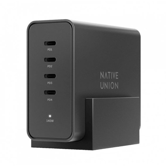 Зарядное устройство Native Union Wall Charge 4xUSB-C Desktop GaN PD 140W Black (FAST-PD140-BLK-EU)