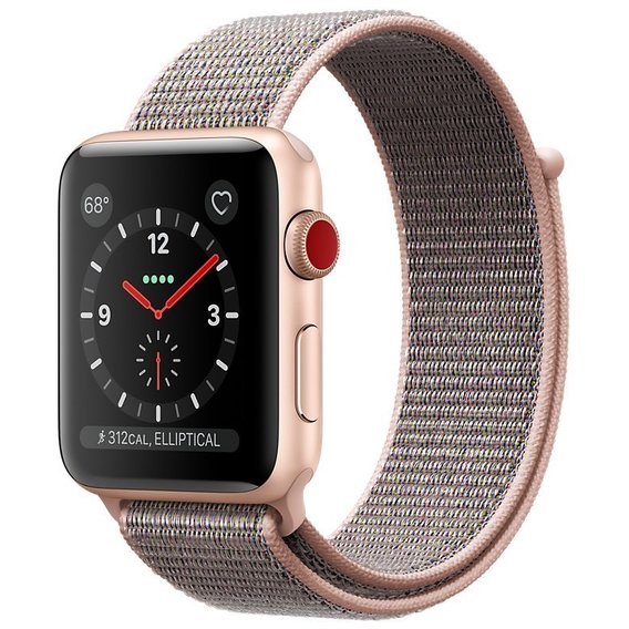 Apple Watch Series 3 38mm GPS+LTE Gold Aluminum Case with Pink Sand Sport Loop (MQJU2)