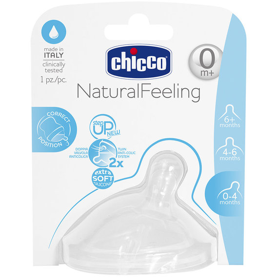 Силиконовая соска Chicco Natural Feeling Нормальный поток, 0м+ 1 шт (81011.10)