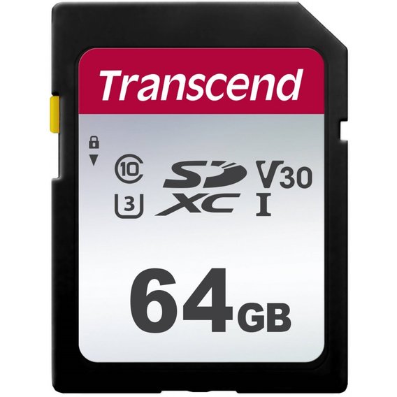 Карта памяти Transcend 64GB SDXC Class 10 UHS-I U3 V30 (TS64GSDC300S)