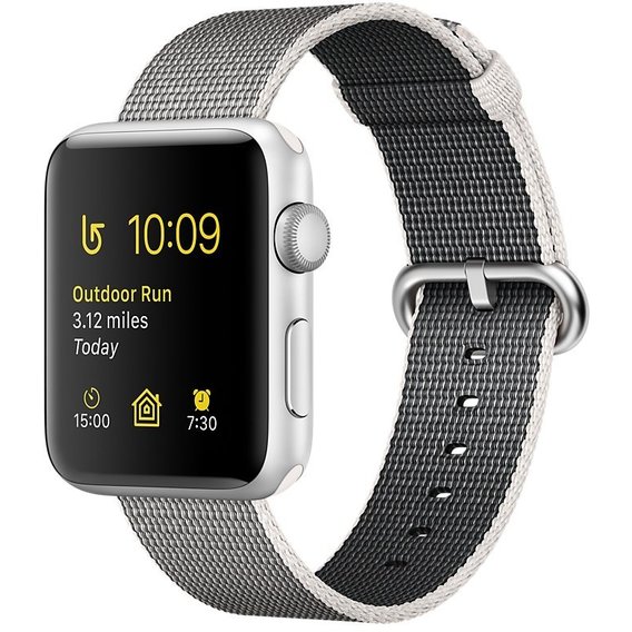 Apple Watch Series 2 38mm Silver Aluminum Case with Pearl Woven Nylon Band (MNNX2)