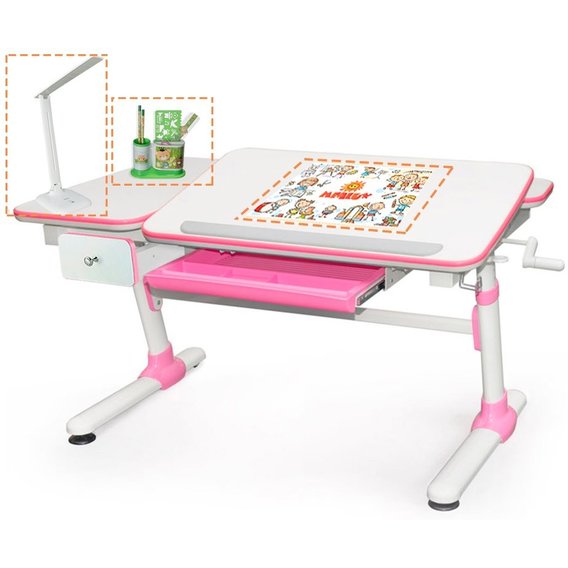 Стол Evo-kids Darwin Pink + ящик для стола (арт.Evo-502 P+ Evo-kids Evo-E415 PN)