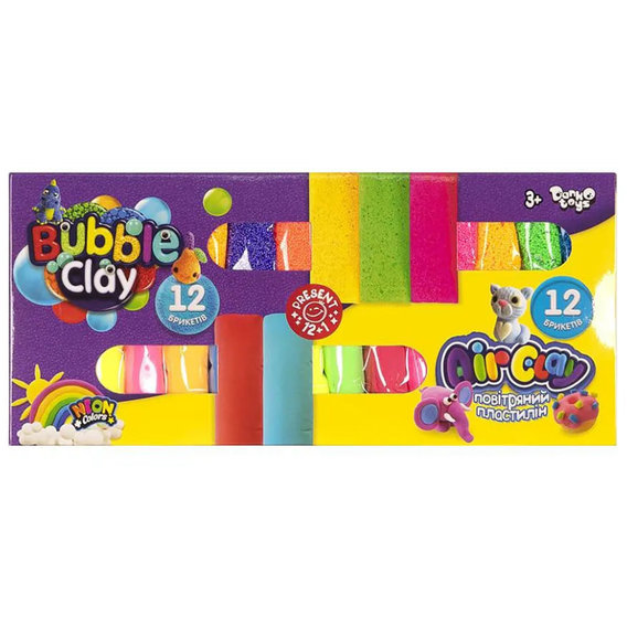 Комплект креативного творчества Danko Toys "Air Clay+Bubble Clay" неоновый цвет (ARBB-02-01U)