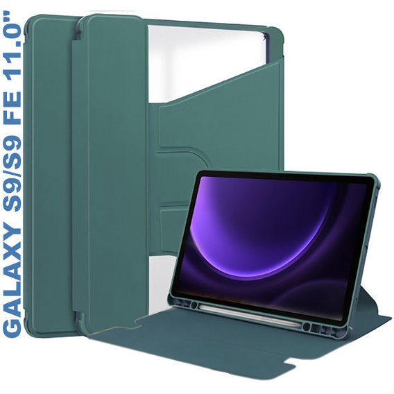 Аксессуар для планшетных ПК BeCover Case Rotatable Dark Green for Samsung X710 Galaxy Tab S9 / X510/X516B Galaxy Tab S9 FE (710434)