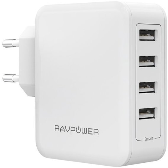 Зарядное устройство RavPower USB Wall Charger 4xUSB 40W White (RP-PC026WH)