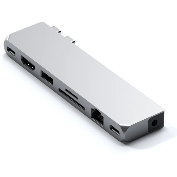 Адаптер Satechi Adapter Max Dual USB-C to USB3.0+2xUSB-C+RJ45+HDMI+3.5mm+SD Silver (ST-UCPHMXS)