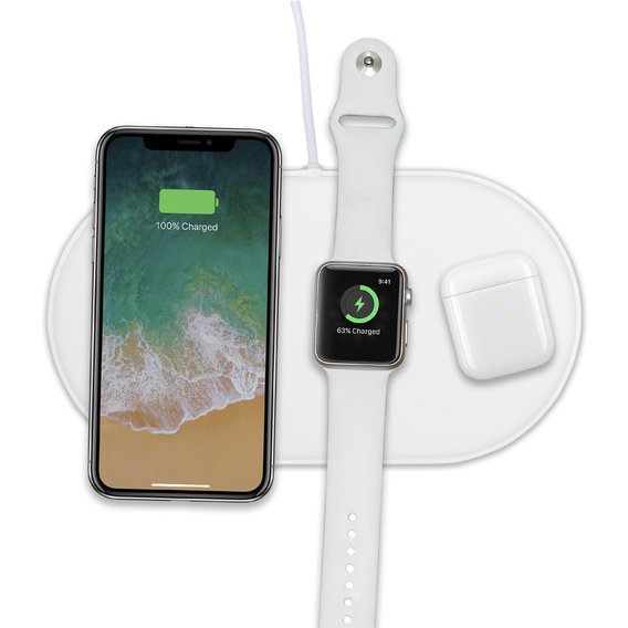 Зарядное устройство Qitech AirPower Apple Watch QI fast Wireless Charging White