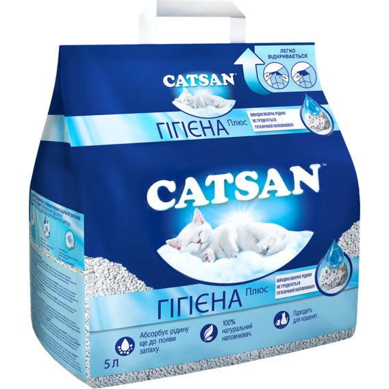Наполнитель туалетов для кошек Catsan Hygiene plus 2.6 кг (5 л) (4008429008535)