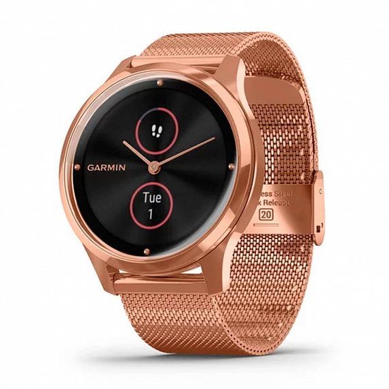 Смарт-часы Garmin Vivomove Luxe 18K Rose Gold PVD Stainless Steel Case with Rose Gold Milanese Band (010-02241-24)