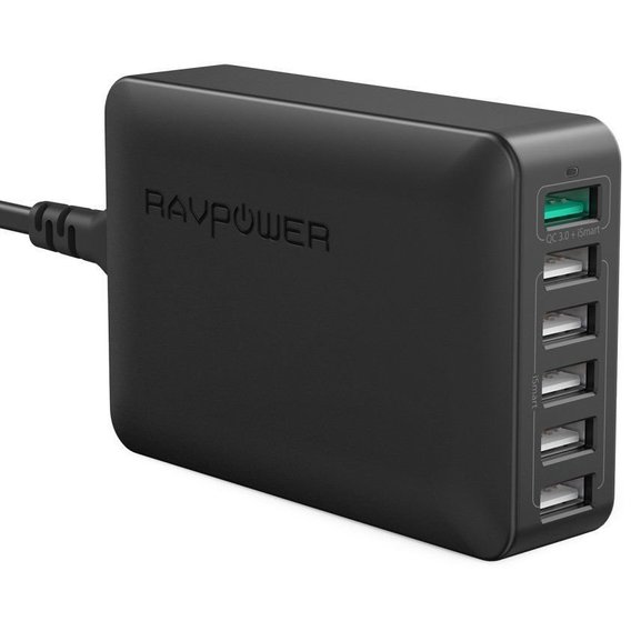 Зарядное устройство RavPower USB Wall Charger Station Quick Charge 3.0 6xUSB 60W 12A Black (RP-PC029BK)