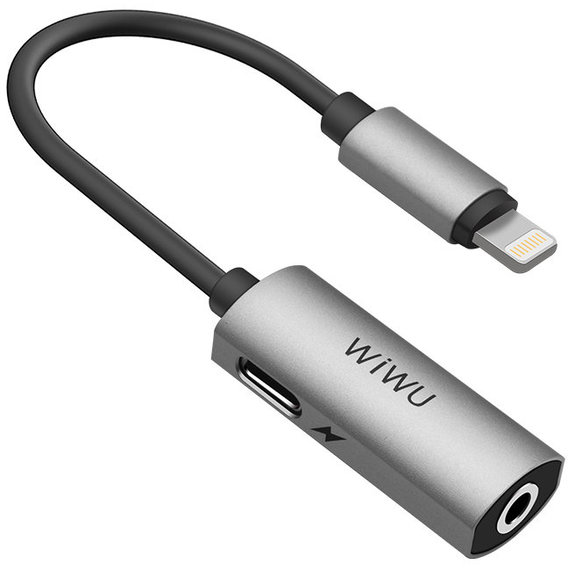 Адаптер WIWU Adapter LTO1 Lightning to Lightning+Mini-jack 3.5 0.13m Gray (695781550479)