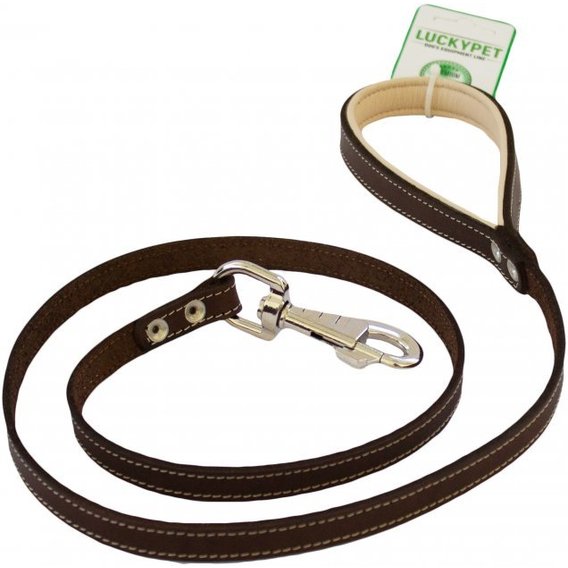 Поводок кожаный Lucky Pet 2x120 см коричневый (4820224217215)