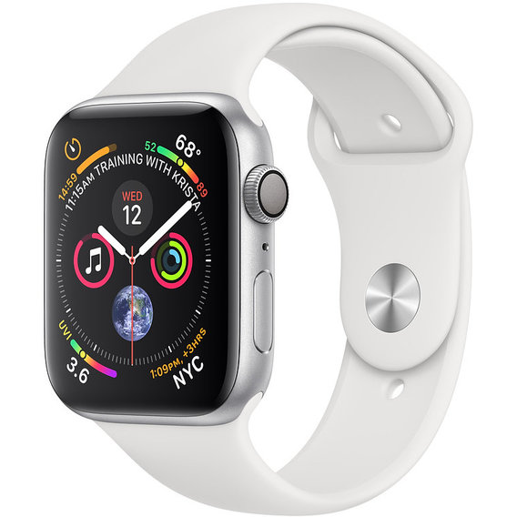 Apple Watch Series 4 44mm GPS Silver Aluminum Case with White Sport Band (MU6A2)