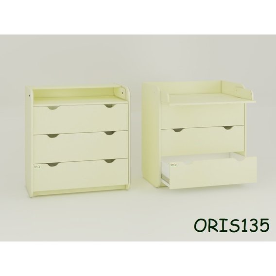 Пеленальный комод Colour на 3 ящика Слоновая кость (ваниль) (ORIS135)