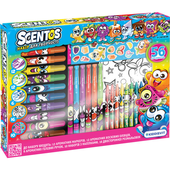 Ароматный набор для творчества - Ароматное ассорти (раскраски,маркеры,воск.карандаши,наклейки,ручки)