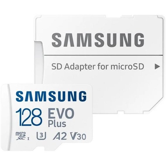 Карта памяти Samsung 128GB microSDXC Class 10 UHS-I U3 V30 A2 Evo Plus + adapter (MB-MC128KA/EU)
