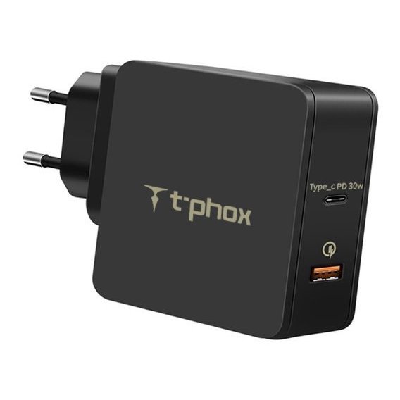 Зарядное устройство T-PHOX Wall Charger Quick Charge Power Delivery USB-C and USB 3.0 48W Black (Apace Wall 48W)