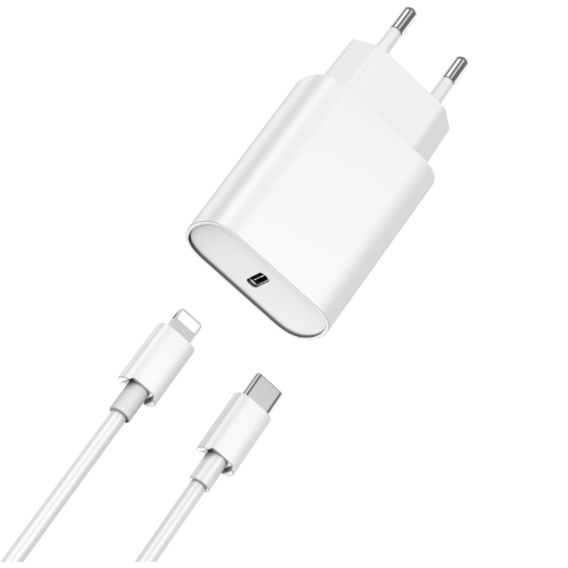 Зарядное устройство WIWU USB-C Wall Charger Wi-U001 20W White with Cable USB-C to Lightning