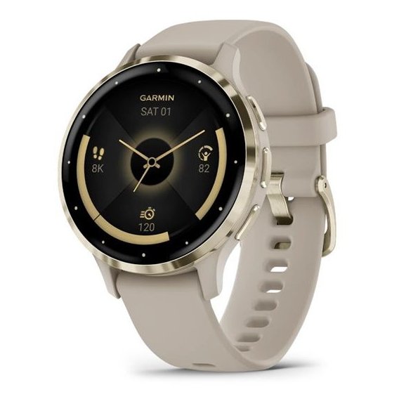Смарт-часы Garmin Venu 3S Soft Gold Stainless Steel Bezel with French Grey Case and Silicone Band (010-02785-02)