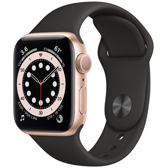 Apple Watch Series 6 40mm GPS Gold Aluminum Case with Black Sport Band