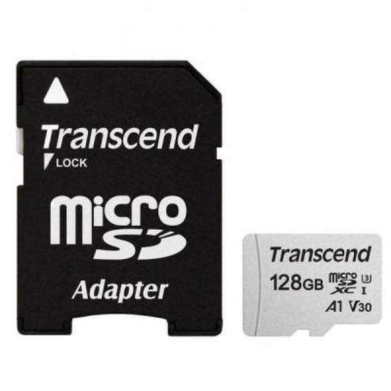 Карта пам'яті Transcend 128GB microSDXC Class 10 UHS-I U3 V30 A1 + adapter (TS128GUSD300S-A)