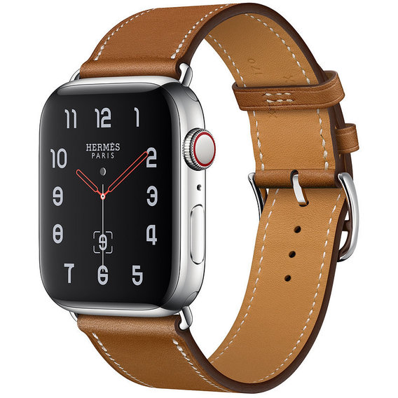 Apple Watch Series 4 Hermes 44mm GPS+LTE Stainless Steel Case with Fauve Barenia Leather Single Tour (MU6V2)