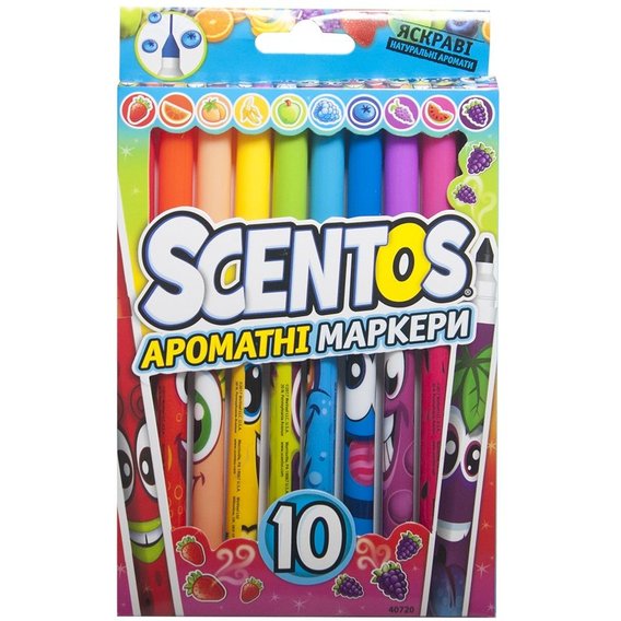 Набор ароматных маркеров Scentos для рисования - Тонкая Линия (10 цветов) (40720)