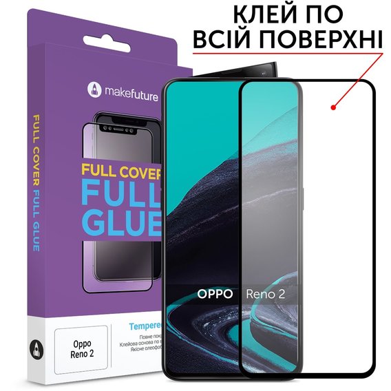 Аксессуар для смартфона MakeFuture Tempered Glass Full Cover Glue Black (MGF-OPR2) for Oppo Reno2