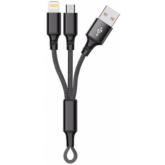 Кабель XOKO USB Cable to Lightning/microUSB 20cm Black (SC-205-BK)