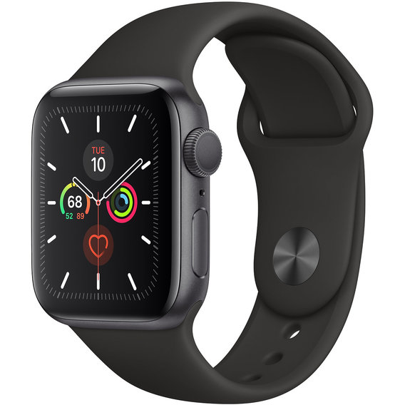 Apple Watch Series 5 40mm GPS Space Gray Aluminum Case with Black Sport Band (MWV82)