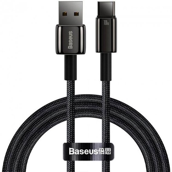 Кабель Baseus USB Cable to USB-C Tungsten Gold 100W 1m Black (CAWJ000101)