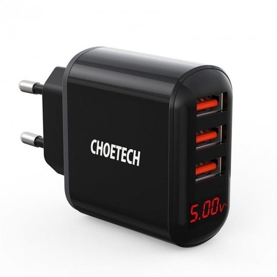 Зарядное устройство Choetech Wall Charger 3хUSB 2.4A Black (Q5009)