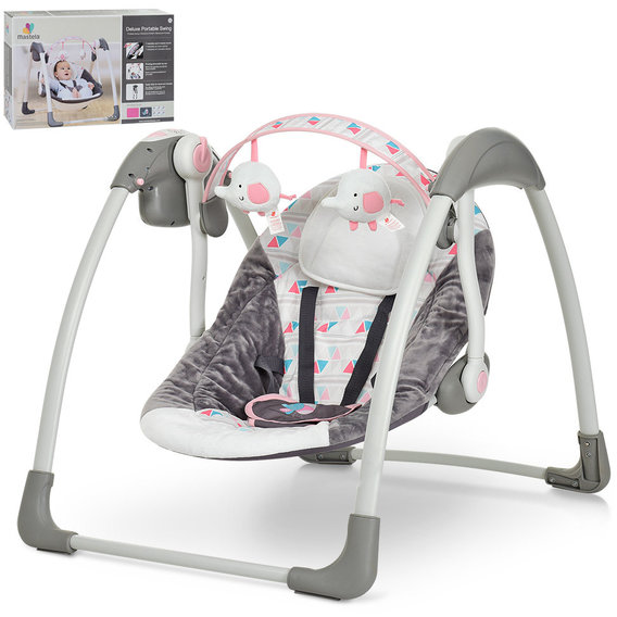 Кресло-качалка Mastela Deluxe Portable Swing Серо-розовая (6504)