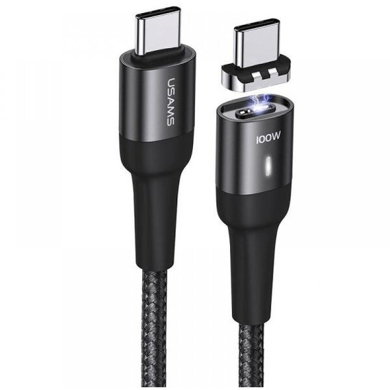 Кабель Usams Cable USB-C to USB-C Fast Charge Magnetic PD 100W 1.5m Black (US-SJ466)