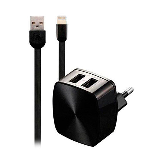 Зарядное устройство Remax USB Wall Charger 2.4A with Lightning Cable Black (RP-U215I-BLACK)
