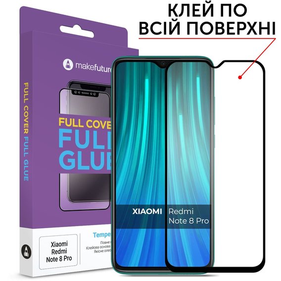 Аксессуар для смартфона MakeFuture Tempered Glass Full Cover Glue Black (MGF-XRN8P) for Xiaomi Redmi Note 8 Pro