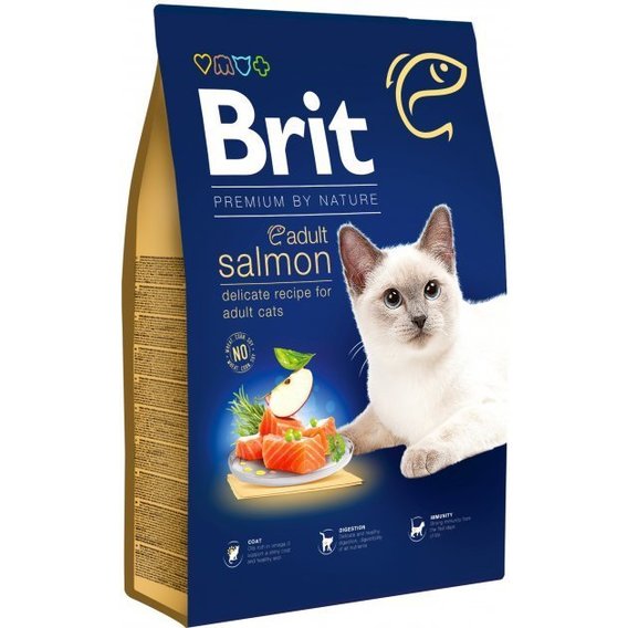 Сухий корм Brit Premium by Nature Cat Adult Salmon для дорослих котів з лососем 8 кг (8595602553211)
