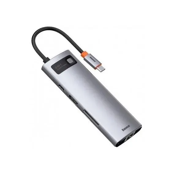 Адаптер Baseus Adapter Metal Gleam Series USB-C to HDMI+2xUSB3.0+PD+SD+TF+VGA Grey (WKWG050013)