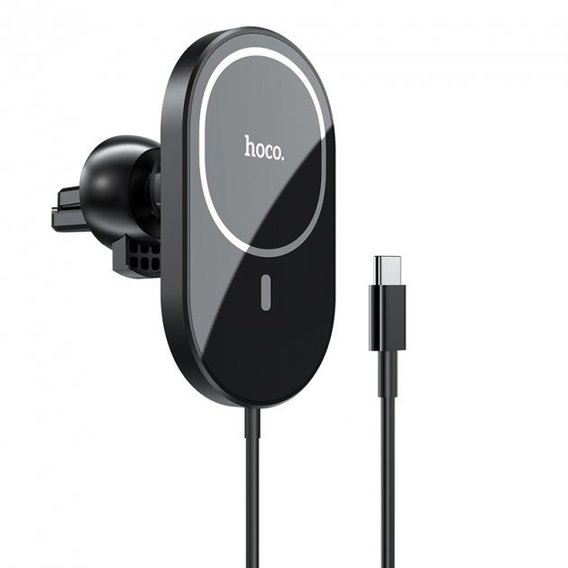 Держатель и док-станция Hoco Car Holder Air Ven iDeal MagSafe Wireless 15W Black (CA90) for iPhone 15 I 14 I 13 I 12 series
