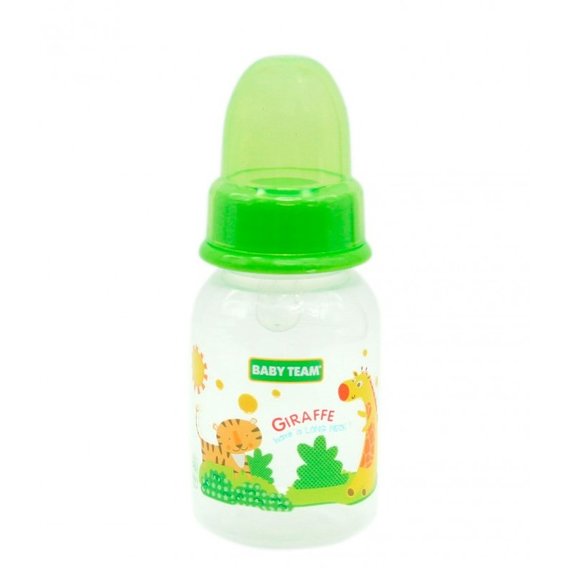 Бутылочка с силиконовой соской Baby Team 125 мл (1110 зеленый)