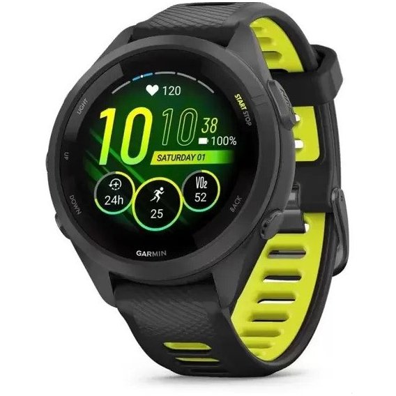 Смарт-часы Garmin Forerunner 265S Black Bezel and Case with Black/Amp Yellow Silicone Band (010-02810-13)