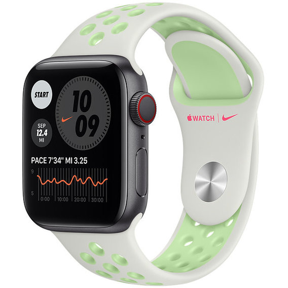 Apple Watch Series 6 Nike 40mm GPS+LTE Space Gray Aluminum Case with Spruce Aura/Vapor Green Nike Sport Band (M0DL3,MG3T3AM)
