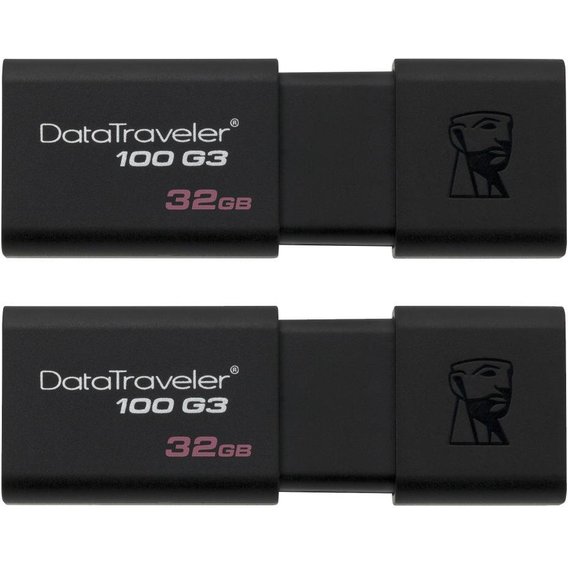 USB-флешка Kingston 2x32GB DataTraveler 100 G3 USB 3.1 Black (DT100G3/32GB-2P)