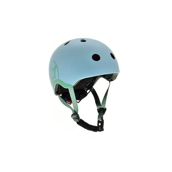 Шлем защитный детский Scoot&Ride серо-синий, с фонариком, 45-51см (XXS/XS)